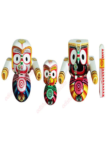 Neem Wood Lord Jaganatha,Balabhadra,Subhadra Idol 6 Inch (15 Cms)