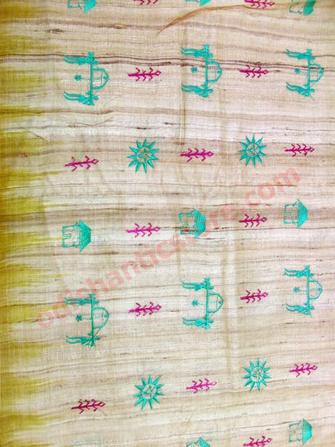 Tussor Ghichha Flower Design Silk Saree