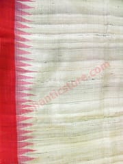 Tussor Silk Red Anchal Design Saree