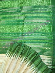 Tussor Ghichha Silk Saree Cream Colour And Green Anchal