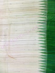 Tussor Ghichha Silk Saree Cream Colour And Green Anchal