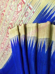 Tussor Ghicha Silk Saree Blue Colour And Yellow Anchal