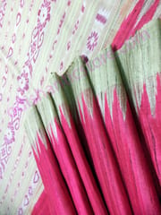 Tussor Ghicha Silk Saree Pink Colour And Yellow Anchal