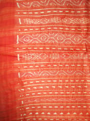 Tussor Ghichha Silk Saree Cream Colour And Orange Anchal