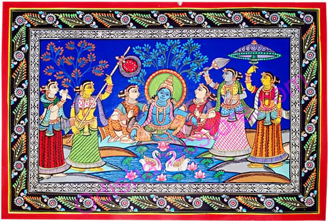 Canvas Painting Lord  Krishna Rasalila With Gopi