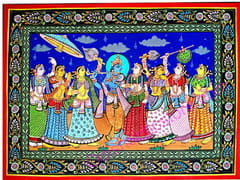 Canvas Painting Lord  Krishna Rasalila With Gopi