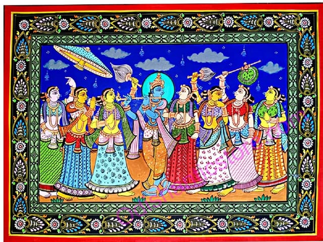 Canvas Painting Lord  Krishna Rasalila With Gopi