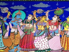 Canvas Painting Lord  Krishna Rasalila With Gopi