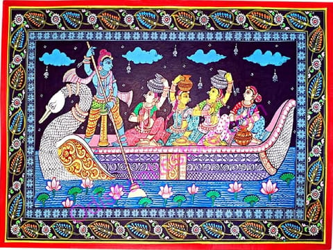 Lord Krishna Canvas Painting Nabakeli