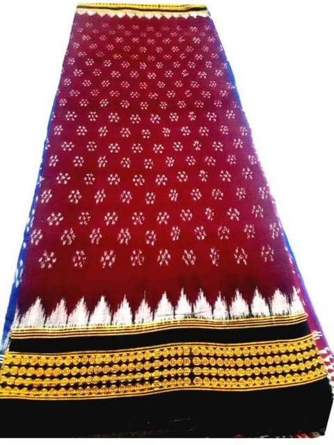 Sambalpuri Merun with flower desgin And Black-White Border