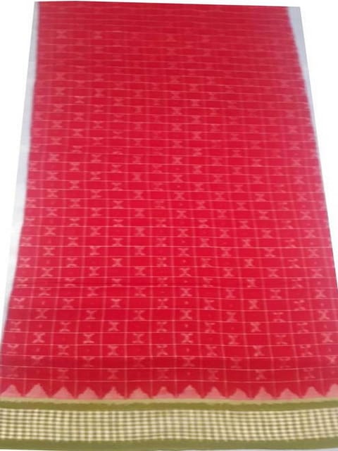 Sambalpuri Red colour with Green Border