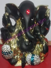 Black Color Alloy Metal Showpiece Lord Ganesh