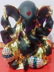 Black Color Alloy Metal Showpiece Lord Ganesh