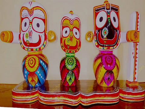 6 Inch Lord Jagannath, Balabhadra & Subhadra Idol With Singhasana