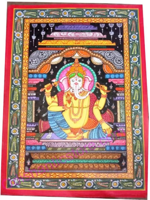 Canvas Painting Sitting Lord Ganesh