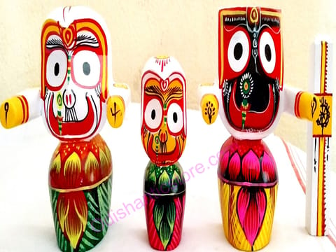 Neem Wood Lord Jagannath Balabhadra Subhadra Idol 4 Inch