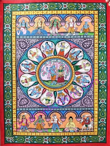 Lord Radhakrishnna Dashabatara Canvas Painting