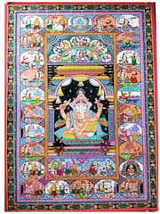 Lord Ganesh Sitting With All Gods Canvas Painting