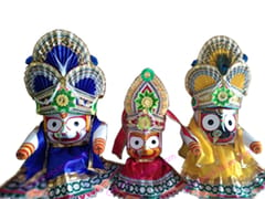 Lord Jagannath Balabhadra Subhadra Idols 8 Inch Height.(20 Cms) With Dias And Dress