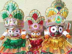 Jagannath Balabhadra Subhadra Idol With Puja Pagadi Dress 8 Inch