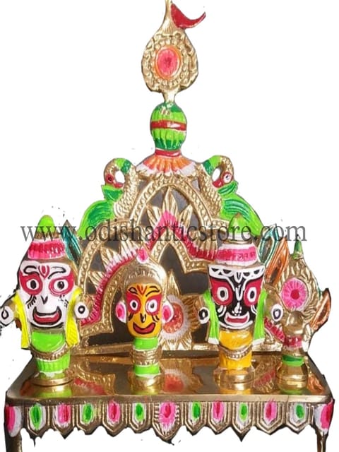 Brass Lord Jagannath Balabhadra Subhadra Idol With Stand