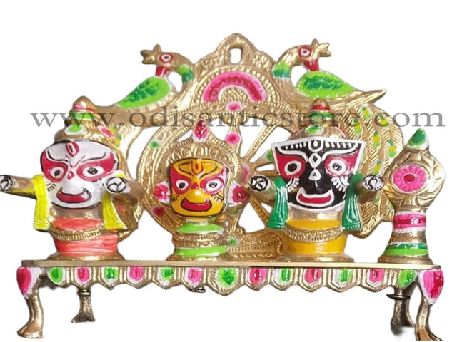 Brass Lord Jagannath Balabhadra Subhadra Idol With Stand