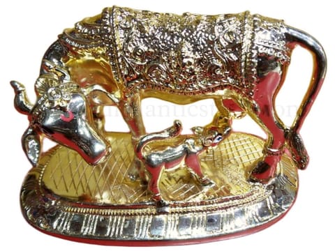 Gold Plated Cow With Calf Showpiece