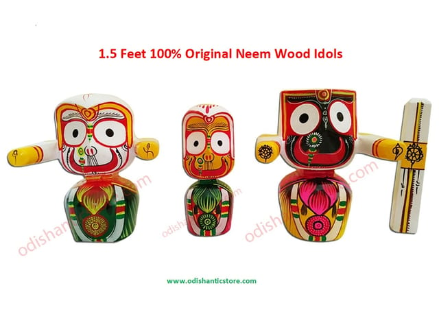 Neem wood Lord Jagannath, Balabhadra & Subhadra Idol 12 Inch