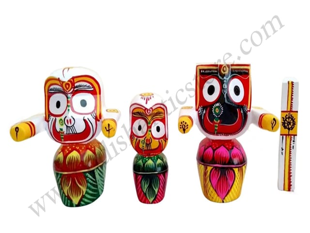 Neem Wood Lord Jaganatha,Balabhadra,Subhadra Idol 6 Inch