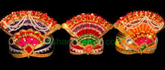 Cotton Puja Mukuta Lord Jagannath Balabhadra Subhadra 10 Inch